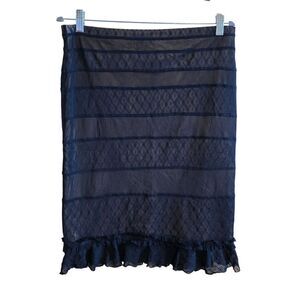 Sheer Navy Tiered Skirt With Ruffle Hem & Lace Detail lagonlook coquette